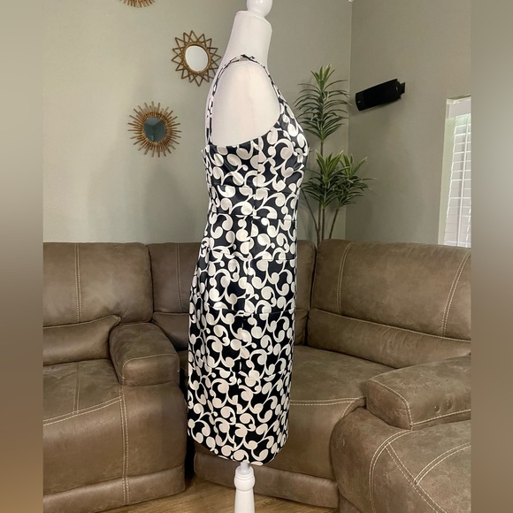 GORGEOUS London Times Black White Satin Bodycon Dress Sz 8 - Picture 7 of 11